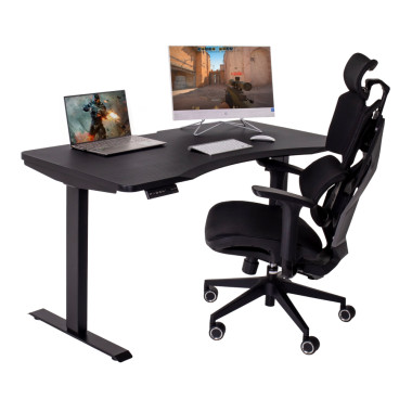 Стол игровой с электроприводом LA-T33- E5A(МДФ карбон, черное),высота 70-120 см,столешница 140*70 см — Аэлита