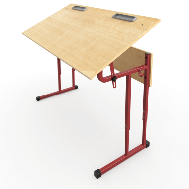 Стол ученический 2-местный с регулируемой столешницей на красном металлокаркасе &mdash; Аэлита