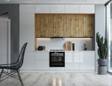 Кухня Эстетик/Хелмер 3000 Магнолия МДФ/ЛДСП прямая — Аэлита