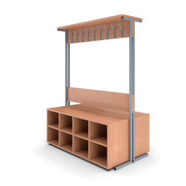 Вешалка напольная двухсторонняя с тумбой для обуви — Аэлита