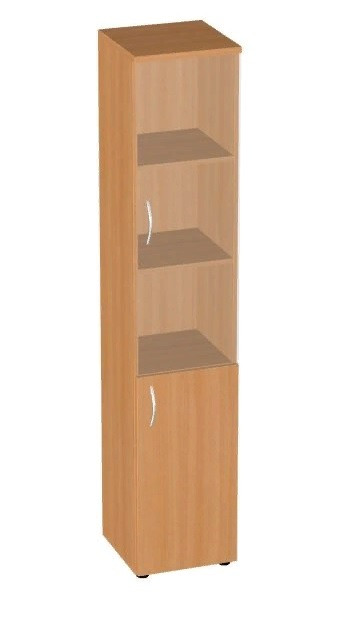 Шкаф узкий высокий  комбинированный стеклом 385*403*1945 — Аэлита