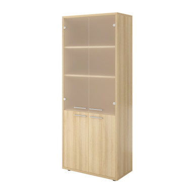 Шкаф ДБ42 Дублин высокий стекло сатин 800х400х1980 (ДБ24+ДБ27*2+ДБ45С*2+ДБ48*2) — Аэлита